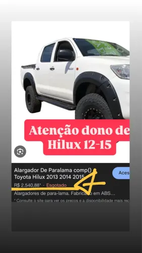 Alargador paralama  hilux 2012