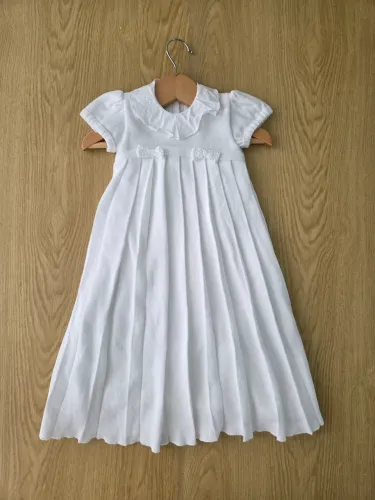 vestido batizado longo de tricot algodão 6m