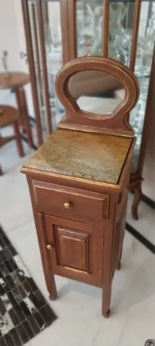 Mesa cabeceira relíquia luxo estilo Art Nouveau francês antiga criado mudo gaveteiro 