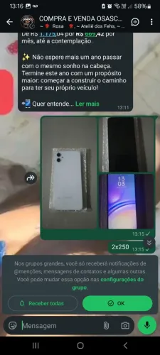 Galáxi Ao6 está funcionando tudo 2×250 leva era meu porém estou precisando de grana