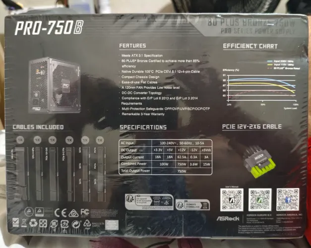 Fonte Asrock 750w 80plus bronze