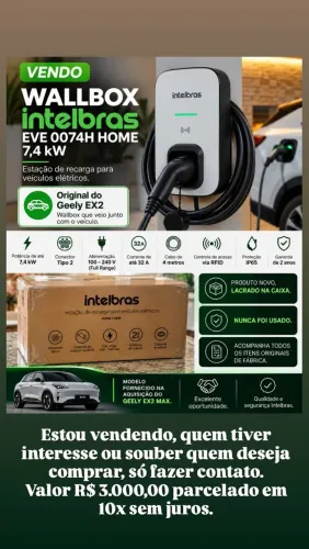 Vendo Wallbox da Intelbras novo. Valor 3.000 reais, parcela em 10x sem juros.