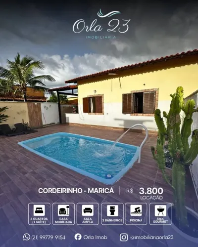 CORDEIRINHO, ORLA 23 IMOBILIÁRIA ALUGA! Excelente casa mobiliada na quadra da praia