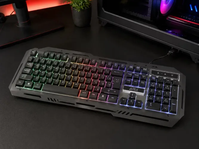 Teclado Gamer Aitek LED RGB com Fio USB ABNT2