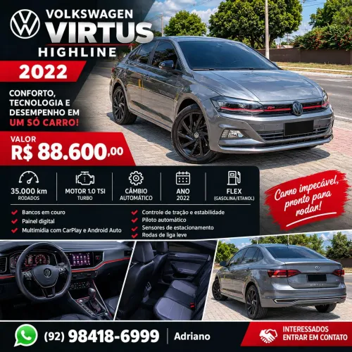 Volkswagen Virtus Highline 200 TSI 1.0 Flex 12V AUT 2022