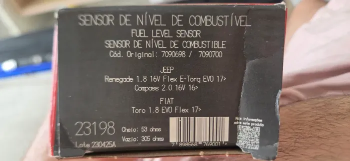 Sensor de nivel de combustível Renegade/toro