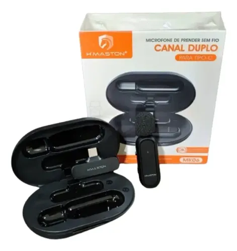 Microfone H'maston de Lapela Sem Fio Tipo C Profissional Android Mk06