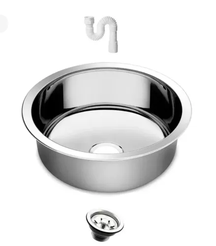 Cuba Redonda Cozinha e Área Gourmet 30 cm Aço Inox 304 c/ Válvula E Sifão
