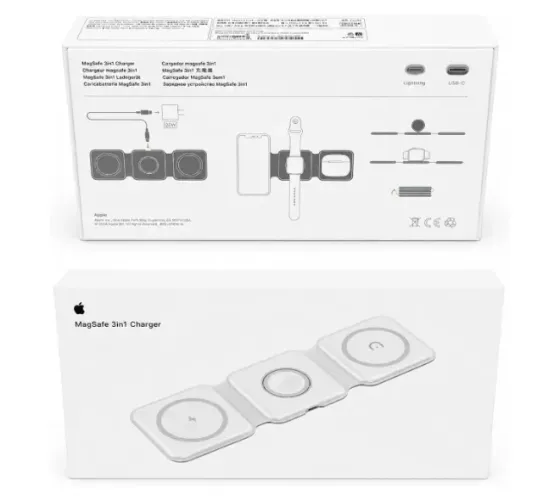 Carregador 3 em 1 Sem Fio compatível com iPhone, Apple Watch e AirPods