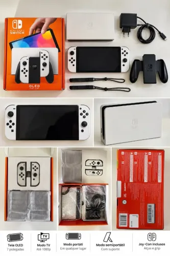 Nintendo Switch OLED 64GB Branco - Caixa completa