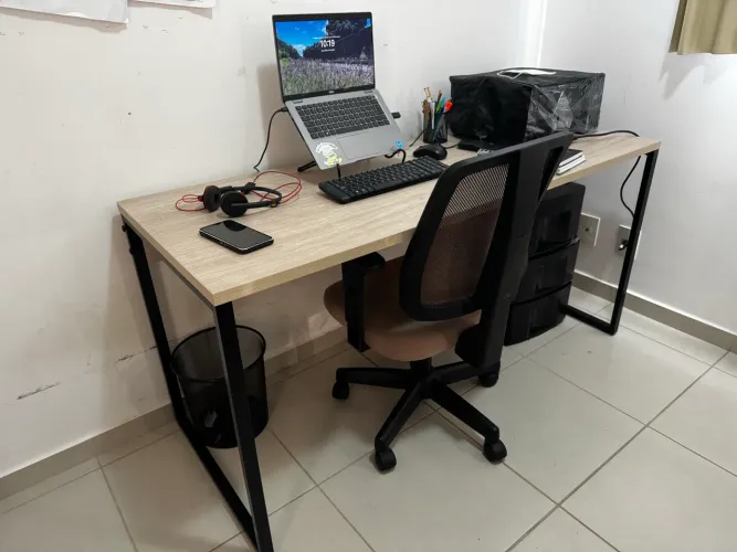 Mesa De Escritório Industrial 1,50m Carvalho