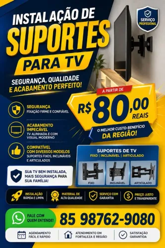 Suporte de tv fixo instalado
