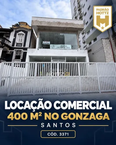 LOJA COMERCIAL PARA LOCAÇÃO 400 M² | MEZANINO | 4 VAGAS | GONZAGA SANTOS/SP