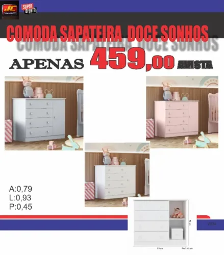 comoda sapateira doce sonho infantil