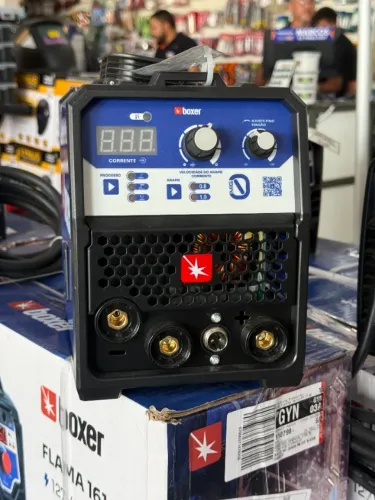 Máquina De Solda Sem Gás Mig 0 Bv + Máscara De Solda Boxer Azul