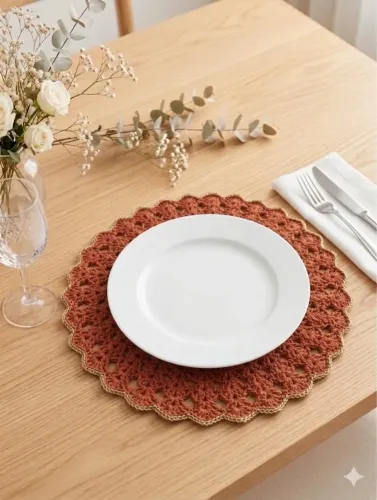 Sousplat de crochê terracota 