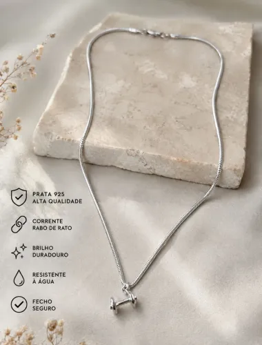 Corrente e pulseira de prata 925, modelo italiano, com pingente