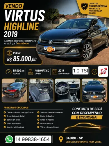 Volkswagen Virtus Highline 200 TSI 1.0 Flex 12V AUT 2019