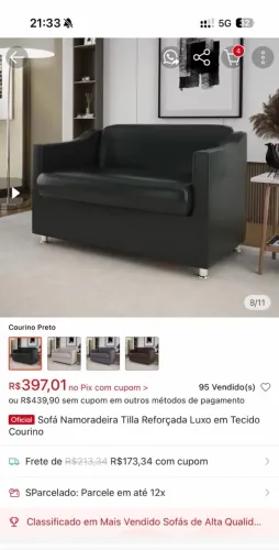 Sofá namoradeira para salão