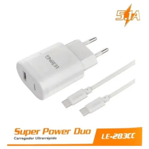 Carregador + Cabo Type C / Usb-C para Galaxy S20, S21 e S22 5.1A