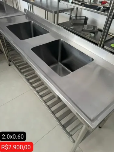 Pia inox cuba dupla 2.0 Metros