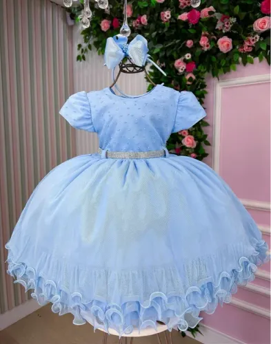 Vestido Bebê Luxo 1 Mês a 3 Anos