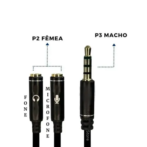 Cabo de áudio p3 macho para 2 P2 Fêmea original Lacrado