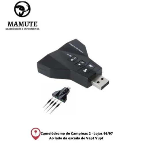 Placa De Som Usb Notebook Ps3 Pc Adaptador Audio 7.1 Canais