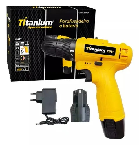 Parafusadeira furadeira 12V Titanium - Nova - Com Bateria e Carregador