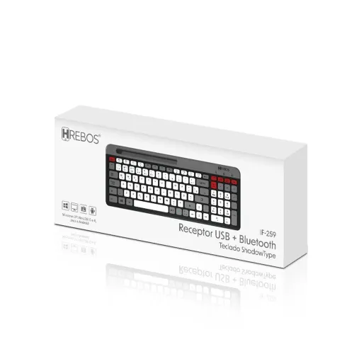 Teclado Premium hrebos if-259 com receptor 2.4 GHz bluetooth 5.2