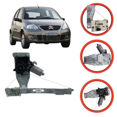 Maquina Vidro Eletrico Traseira Direita citroen C3 2003 a 2012 0130821410 ETQ7535