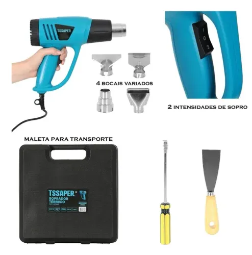 Soprador Térmico 2000W TSSAPER - Pistol de Ar Quente