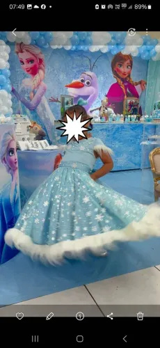Vestido Luxo Infantil Frozen 3 em 1 Elsa