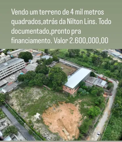 Terreno Plano 4.000m² por Trás da Nilton Lins / 100% Documentado
