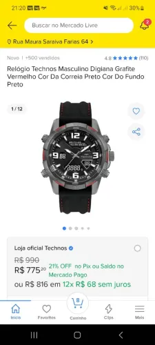 Relógio techno original todo em aço 