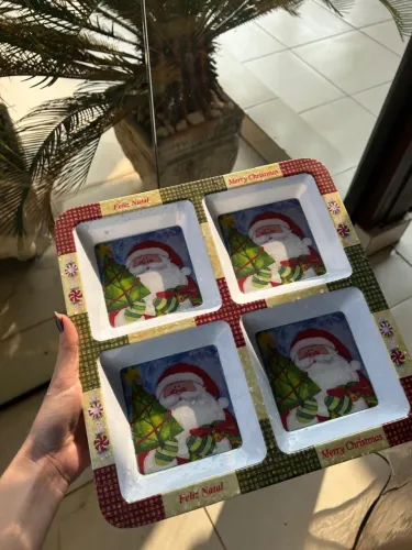 Bandeja petisqueira Natal papai Noel natalino