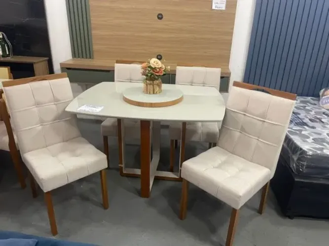 Mesa Atlas Canto Barril 120×90 com 4 Cadeiras Pronta Entrega