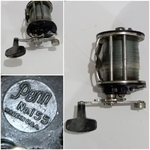 CARRETILHA DE PESCA USADA ANTIGA EM BOM ESTADO MARCA PENN MODELO N° 155 - MADE IN USA -