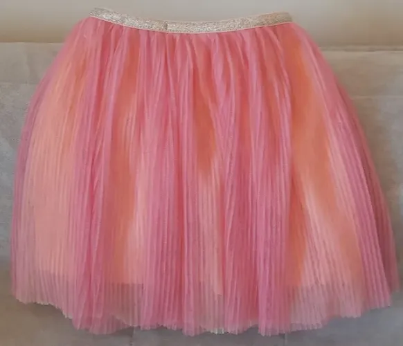 Saia infantil Zara Girls em tule rosa e amarelo e cos prateado