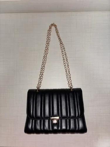 BOLSA PRETA DE COURO ECO