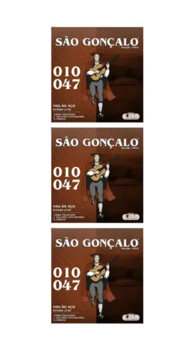 KIT Atacado e Varejo - Encordoamento .010 Aço Prata com Bolinha para Violão São Gonçalo