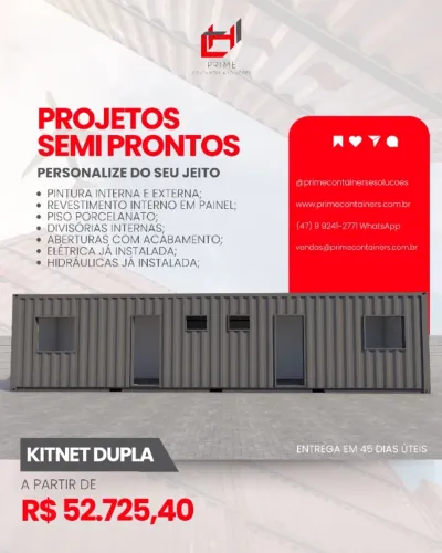 Kitnet em container semi pronta 
