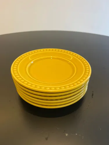 Jogo de 6 Pratos Pequenos Amarelos