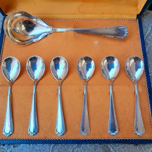Conjunto de Colheres de Sobremesa - Prata Wolff - Caixa Original - Raridade!