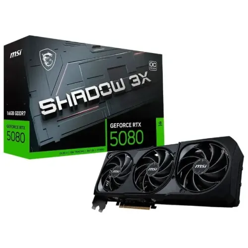 Placa de Vídeo Nvidia Geforce MSI RTX 5080 Shadow OC 3X 16GB, 256 Bits, 1xHDMI/3xDP