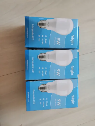 Kit 3 Lâmpadas LED 9W 6500K E27 Branco Frio Elgin