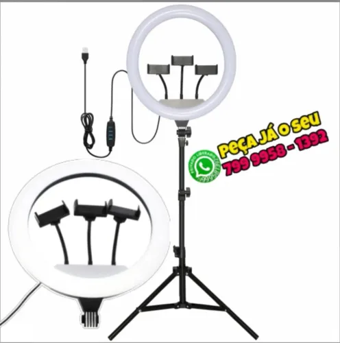 Ring Light com Tripé e Suporte para Celular 3em1 - Perfeito para Fotos e Vídeos!