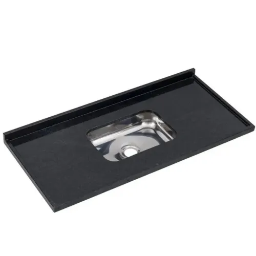 Pia laminada com cuba de inox.