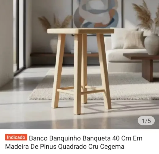Banquinho banqueta madeira pinus