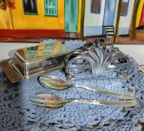 Trio de inox para mesa-nas caixas originais